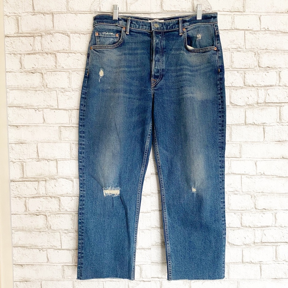 GRLFRND High Rise Helena Distressed Cropped Jeans